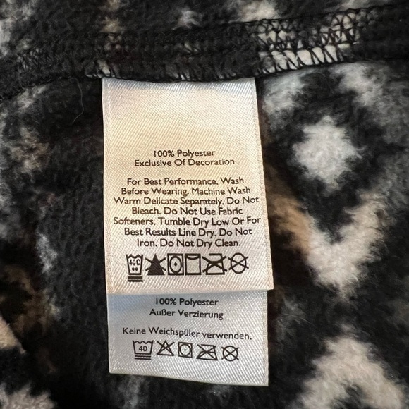 EDDIE BAUER WOMENS BLACK & WHITE NORDIC FAIR ISLES WUEST FLEECE PULLOVER SZ MED - Picture 3 of 11